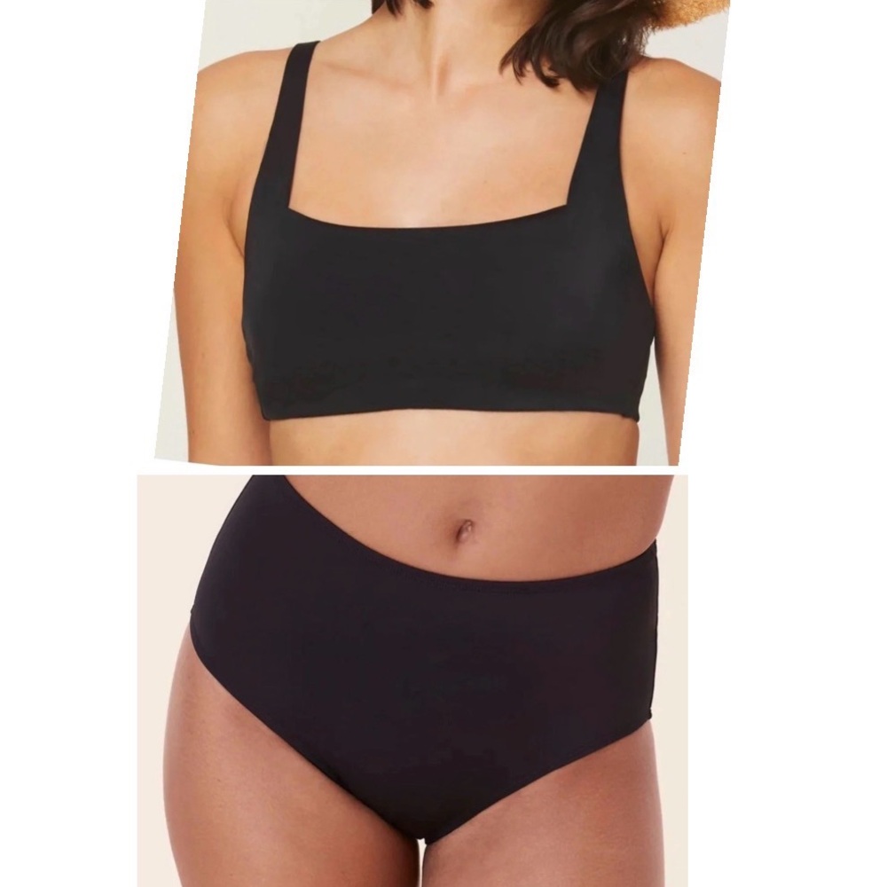 Andie Bikini Set Rye Top‎ High Waisted Bottom black size S NWT/NWOT